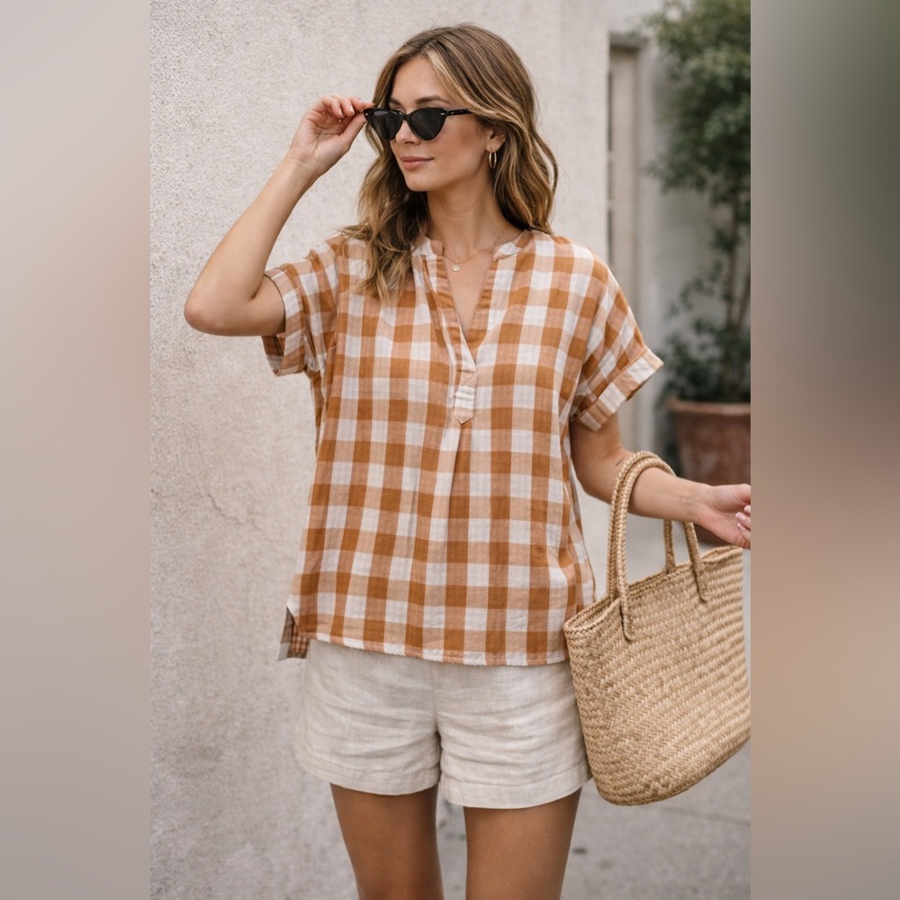 Madewell Oversized XXS (Fits S) Lakeline Popover Shirt in Double Faced Gingham
